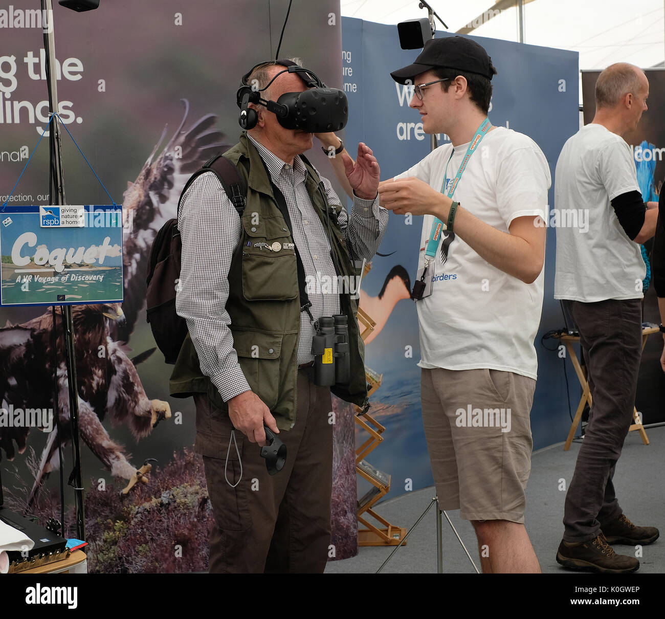 Demonstration von dreidimensionalen Headset und virtuelle Bildgebung. Stockfoto