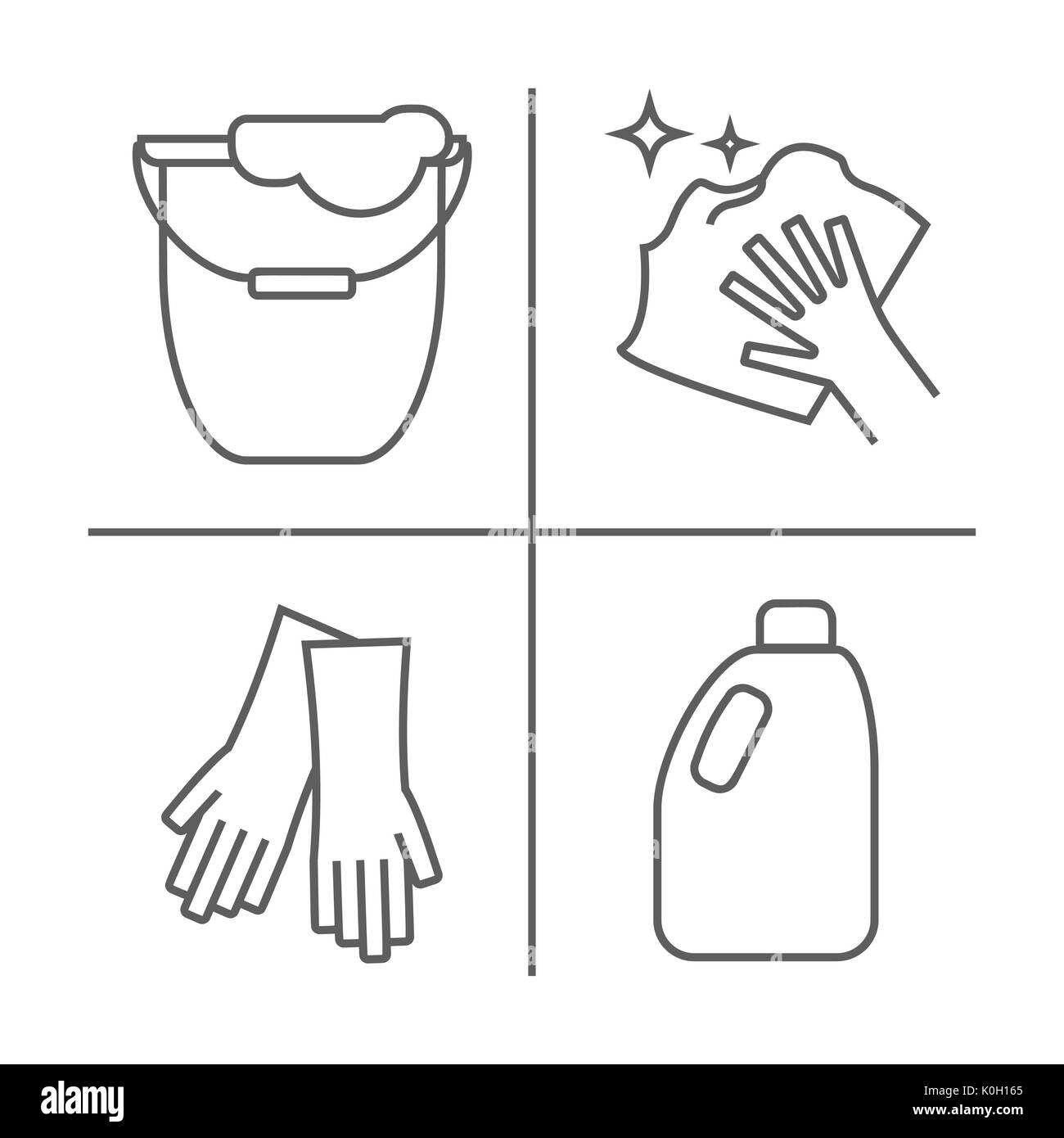 Reinigung der Bodenlinie Symbole. Einen Eimer zum Waschen der Stock, eine floorcloth, Handschuhe und andere Reinigung Symbol. Um im Haus thin linear Anzeichen für Stockfoto Reinigung der Bodenlinie Symbole. Einen Eimer zum Waschen der Stock, eine floorcloth, Handschuhe und andere Reinigung Symbol. Um im Haus thin linear Anzeichen für Stockfoto
