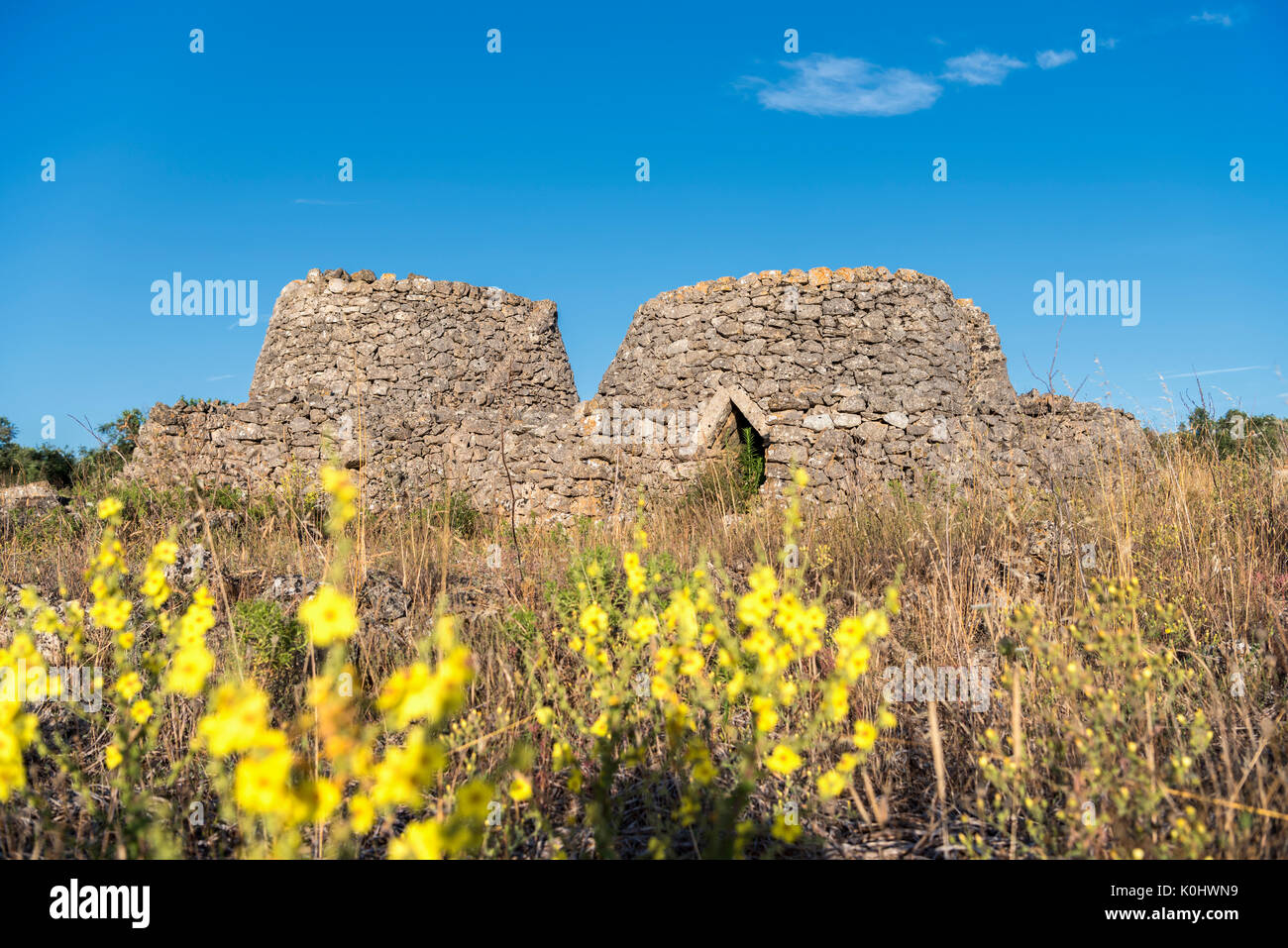 Casarano, Provinz Lecce, Salento, Apulien, Italien. Traditionelle apulische trockene Hütte aus Stein Stockfoto