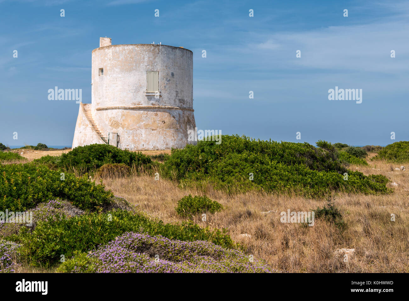 Punta Pizzo, Gallipoli, Provinz Lecce, Salento, Apulien, Italien. Der Turm von Punta Pizzo Stockfoto