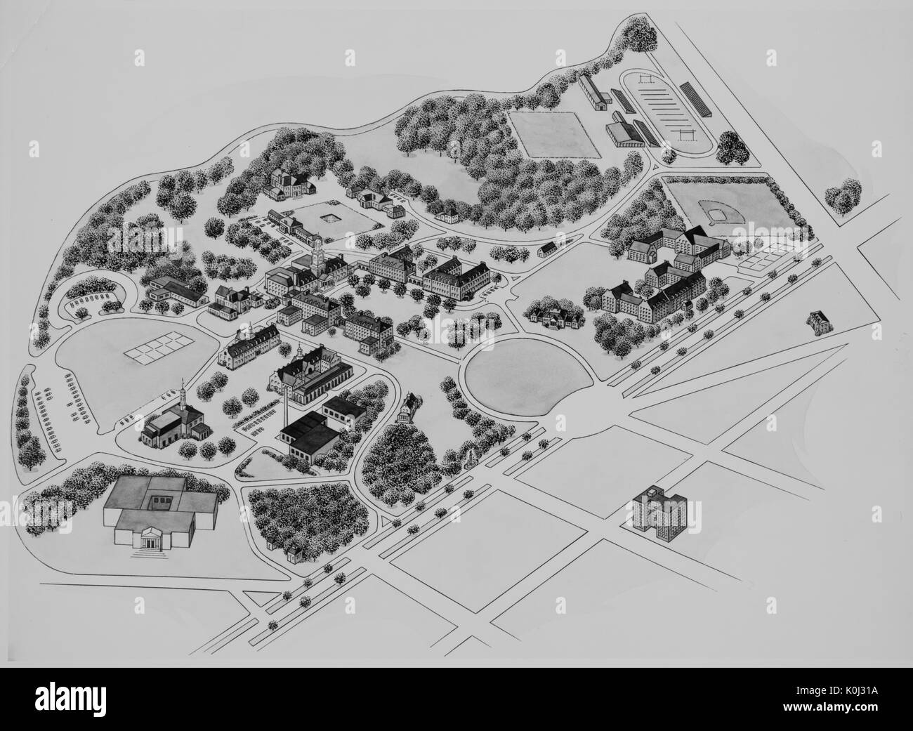 Foto von der Karte von Homewood Campus Gebäude und Gelände, 1960. Stockfoto