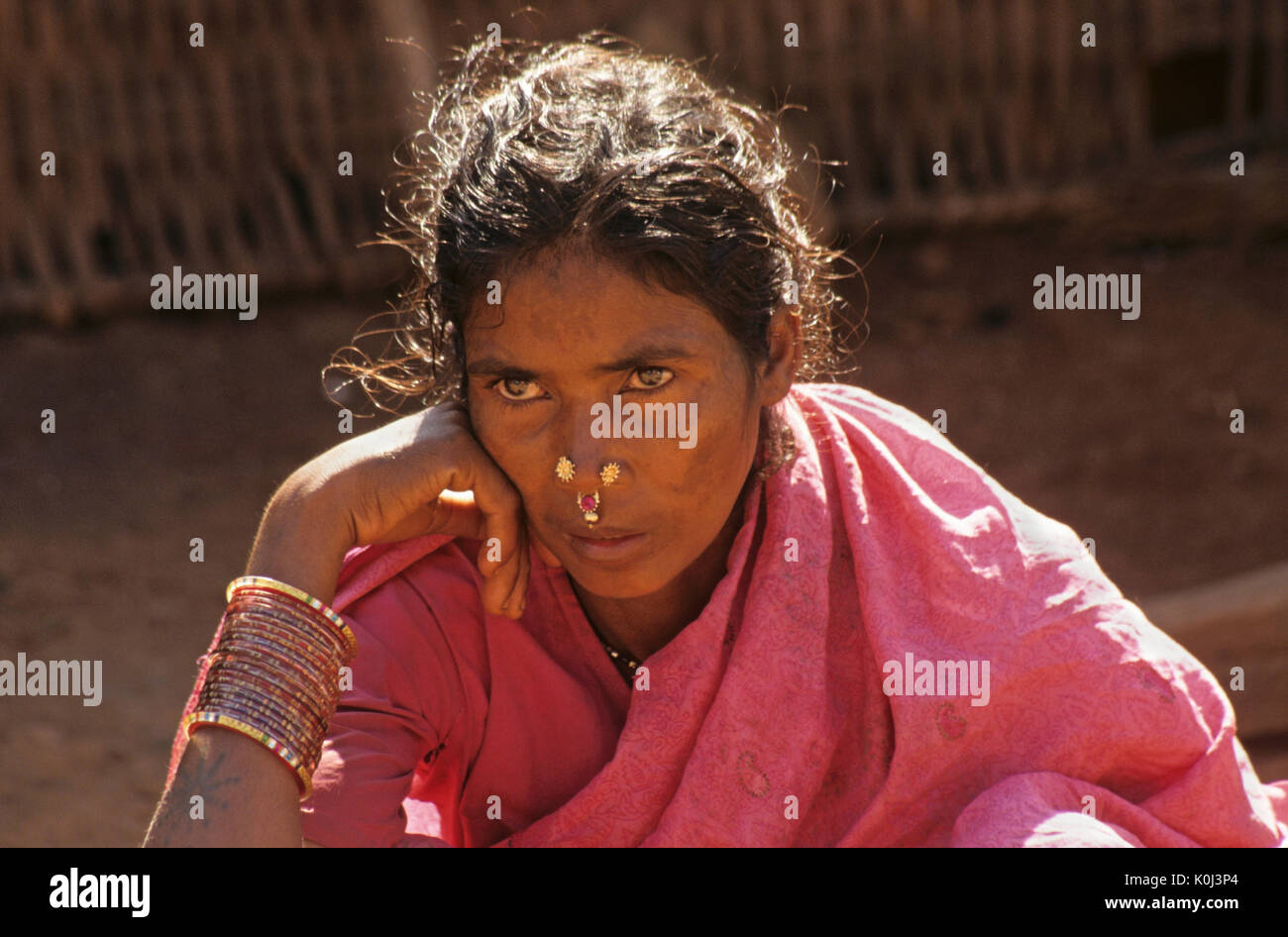 Saora tribal Frau, Odisha (Orissa), Indien Stockfoto