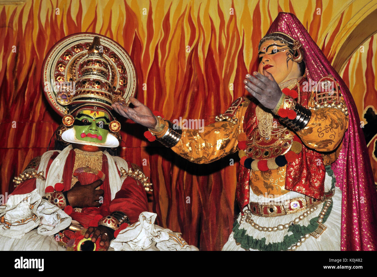 Kathakali Tänzer, Cochin, Kerala, Indien Stockfoto