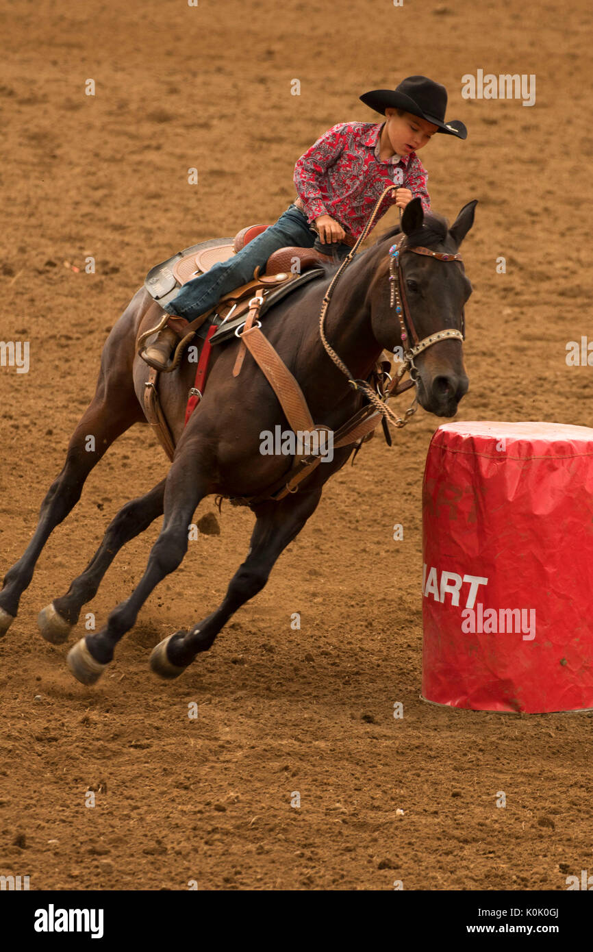 Barrel Racing, St Paul Junior Rodeo, St. Paul, Minnesota Stockfoto