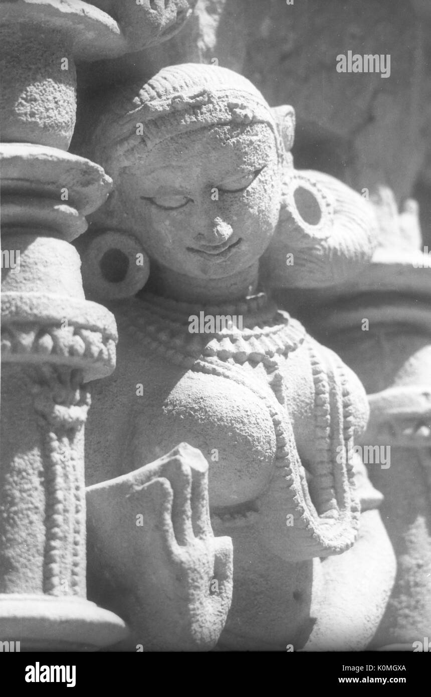 Skulptur, Rani ki Vav, stepwell, Patan, Gujarat, Indien, Asien Stockfoto