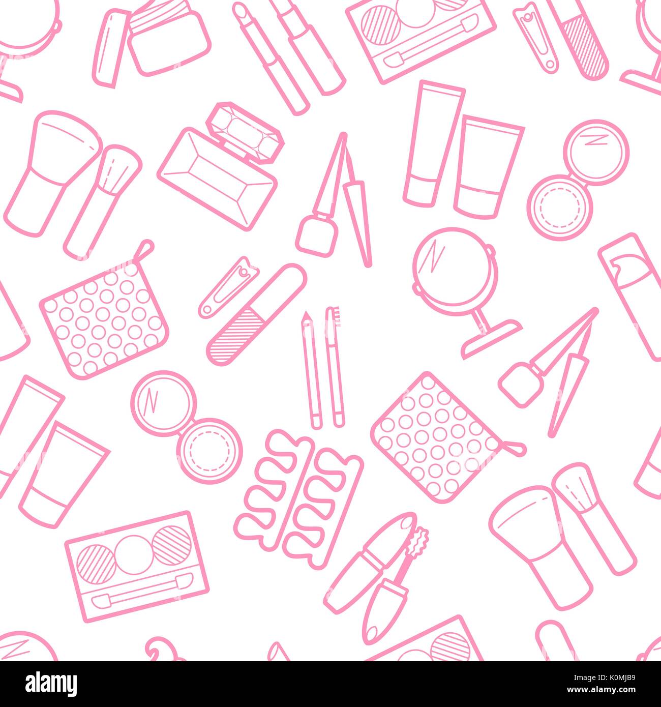 Kosmetische simless Muster. Mascara, Lippenstift, Puder, Lidschatten, Parfum, Creme, Stiftung, Eye Liner, Spiegel, Haare kämmen und anderen Make-up-Hintergrund. Make-up Visage Kulisse. Stock Vektor Kosmetische simless Muster. Mascara, Lippenstift, Puder, Lidschatten, Parfum, Creme, Stiftung, Eye Liner, Spiegel, Haare kämmen und anderen Make-up-Hintergrund. Make-up Visage Kulisse. Stock Vektor