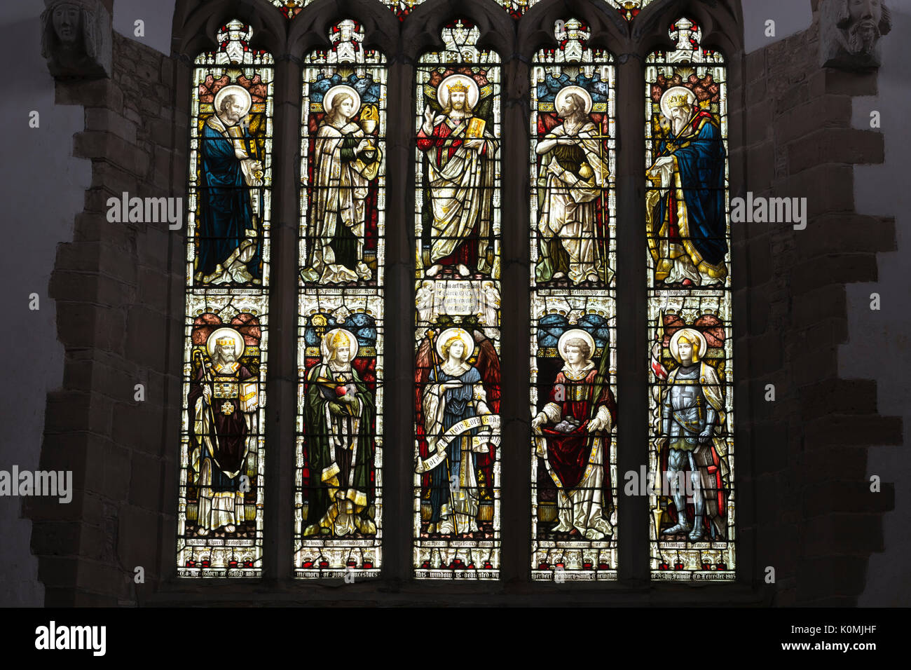 Der Westen Fenster, St. Peter's Kirche, Wootton Wawen, Warwickshire, England, Großbritannien Stockfoto