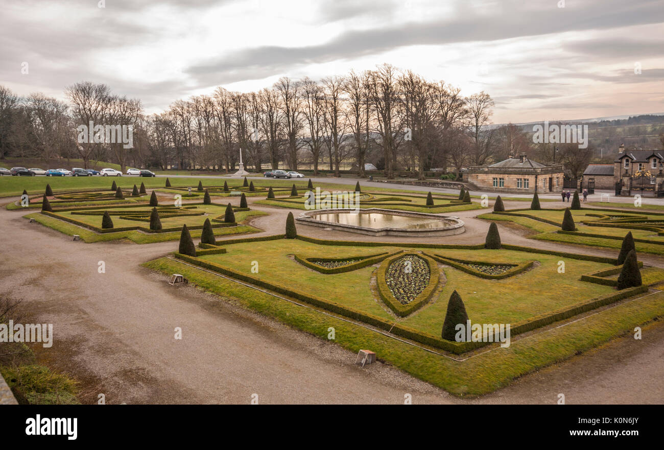 Die wunderschönen Gärten an Bowes Museum in Barnard Castle, Co Durham, England, Großbritannien Stockfoto