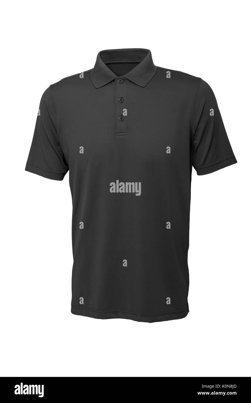 Farbe Grau Golf T-Shirt für den Mann oder die Frau auf weißem Hintergrund Stockfoto