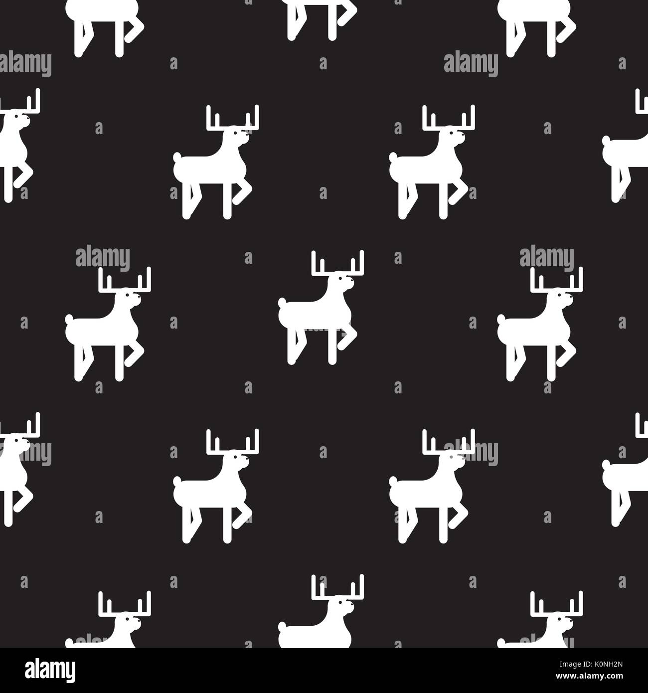 Rotwild schwarze und weiße Kid silhouette Muster. Stock Vektor
