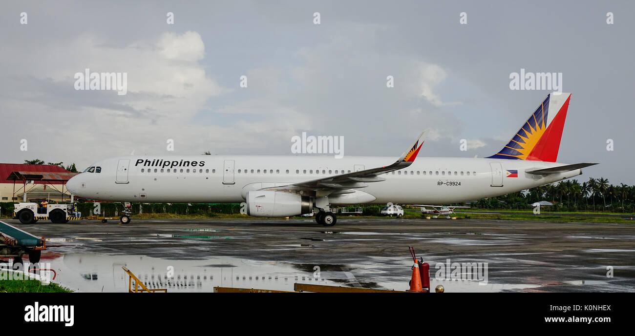 Kalibo, Philippinen - Dec 16, 2015. Ein Philippinen Flugzeug nach der Landung am Flughafen Kalibo in Kalibo, Philippinen. Stockfoto