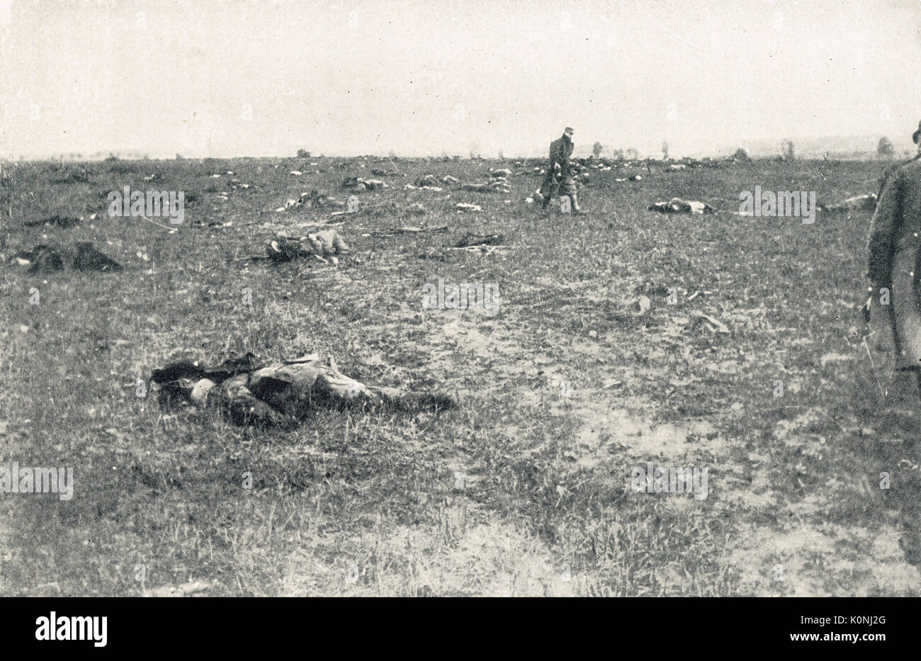 Battlefield übersät mit den Toten, WK 1. Stockfoto