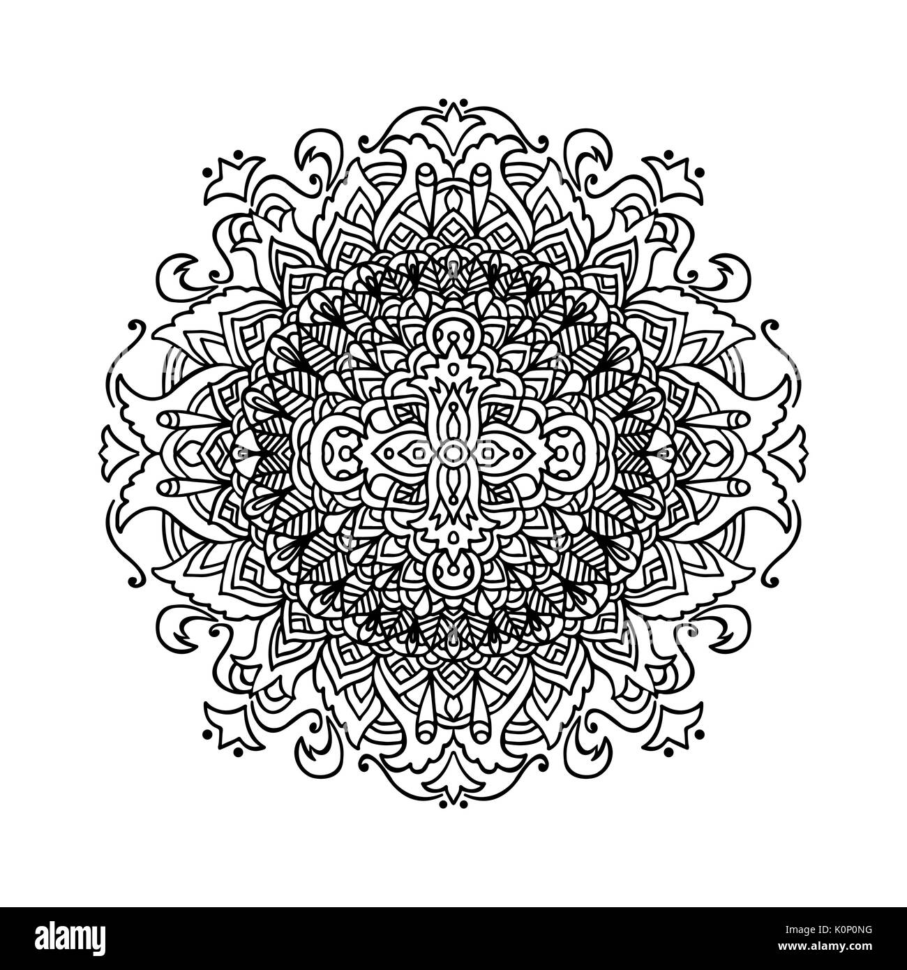 Abstrakte mandala Ornament. Asiatische Muster. Schwarze und weiße authentischen Hintergrund. Vector Illustration. Stock Vektor