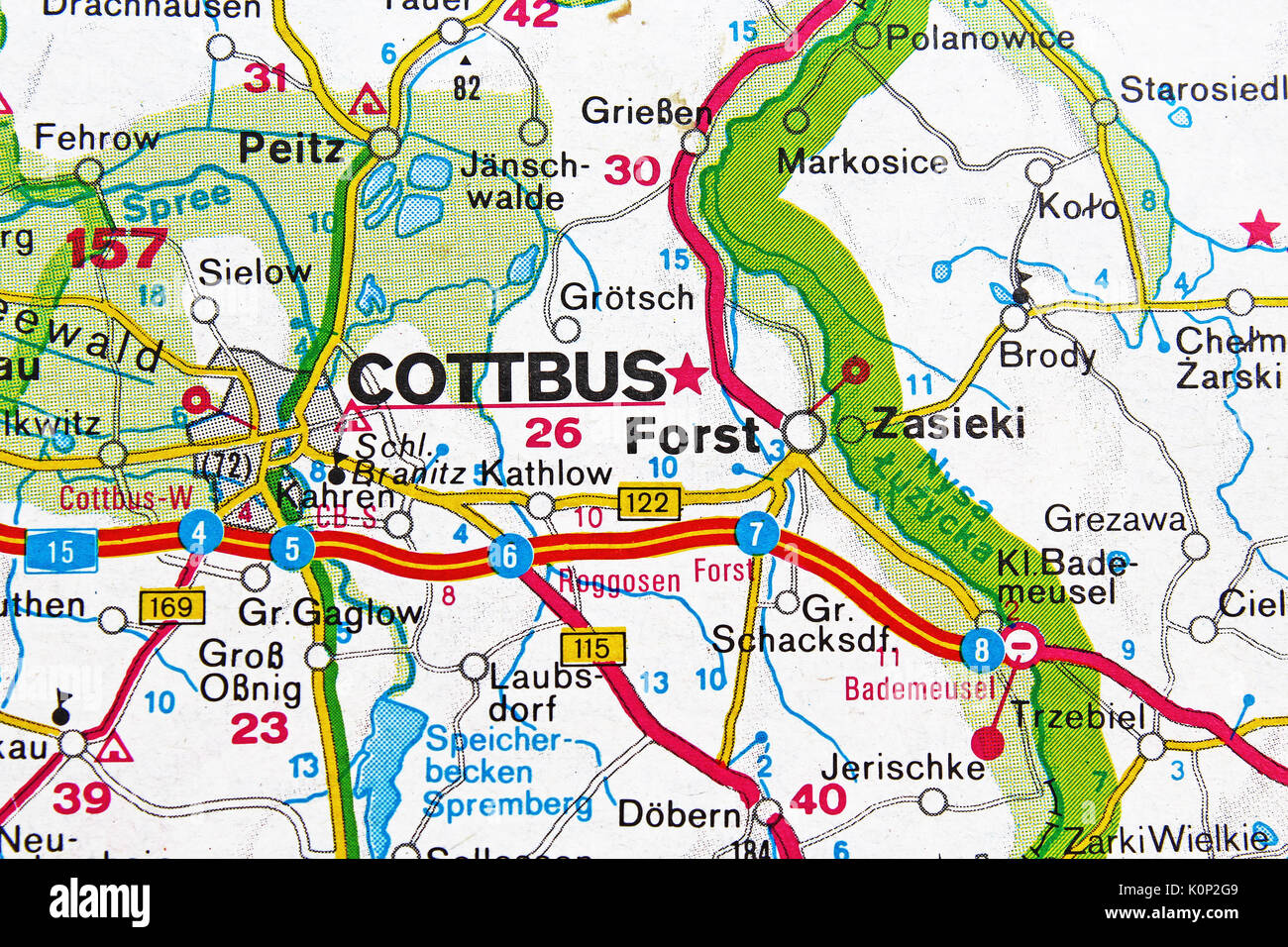 Cottbus Stadtplan Stadtplan Stadtplan Stockfotografie - Alamy