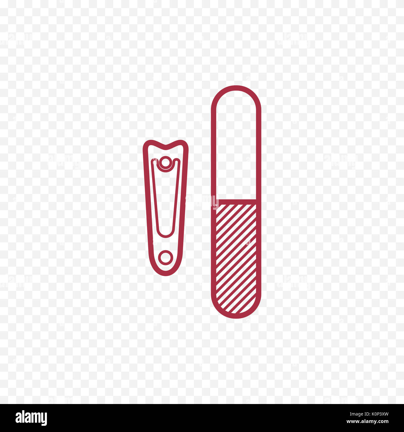Nagelknipser lineare Symbol. Dünne Linie Abbildung. Manicure nagelknipser Kontur Symbol. isolierte Maßbild Stockfoto