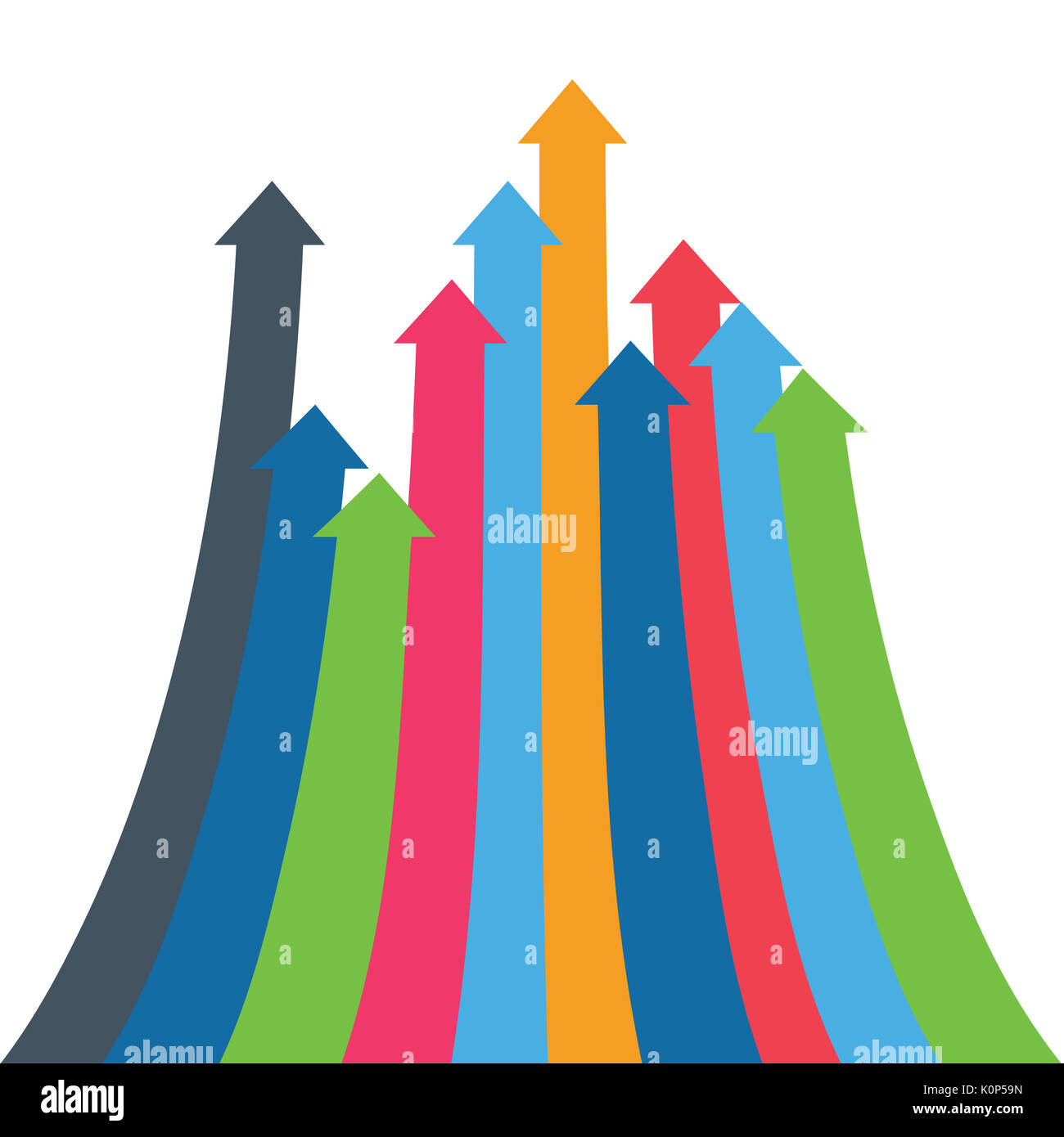 Infografik Pfeil. Pfeile von Wachstum, Erfolg, Umsatz steigern, demographische erhöhen. 3D einfache Hintergrund für Ihre Präsentation. Stockfoto