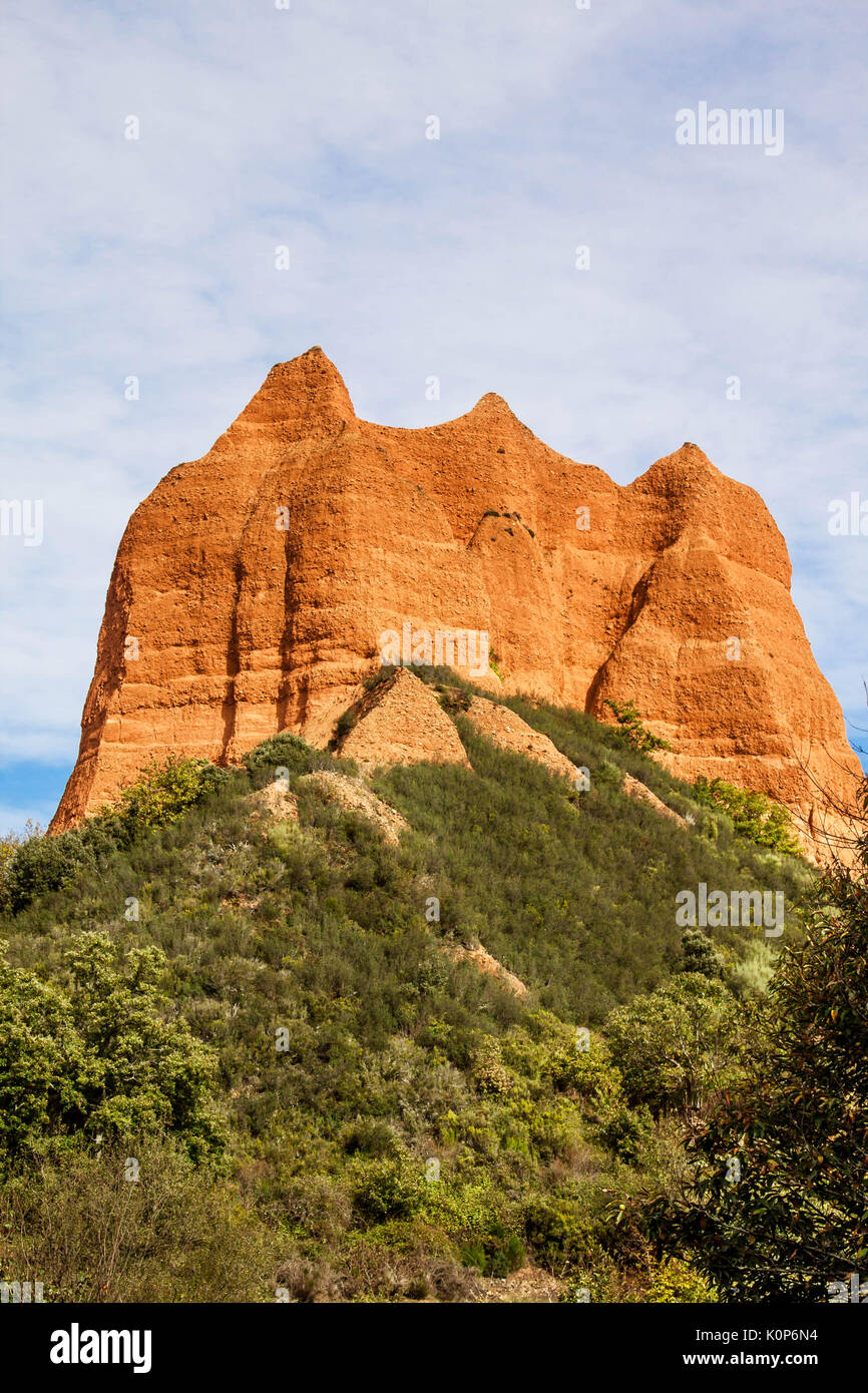 Detail von einem der Hügel der alten römischen Öffnen meines Namens Las Medulas in Leon, Spanien Stockfoto