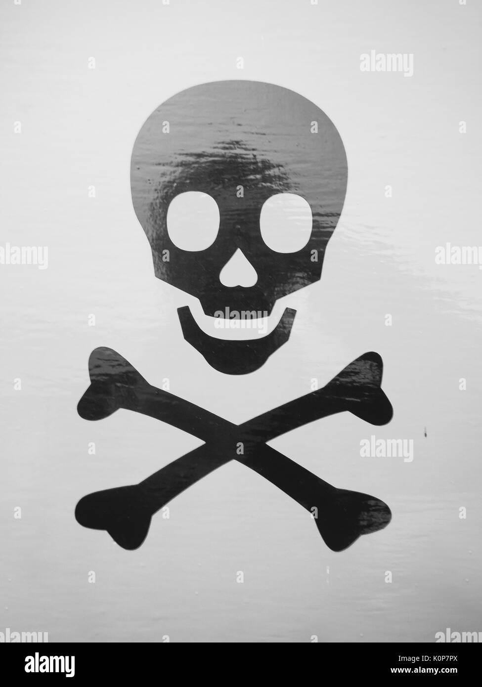 Schwarze und weiße Schädel und Knochen Skelett detail Drucken; England; UK Stockfoto