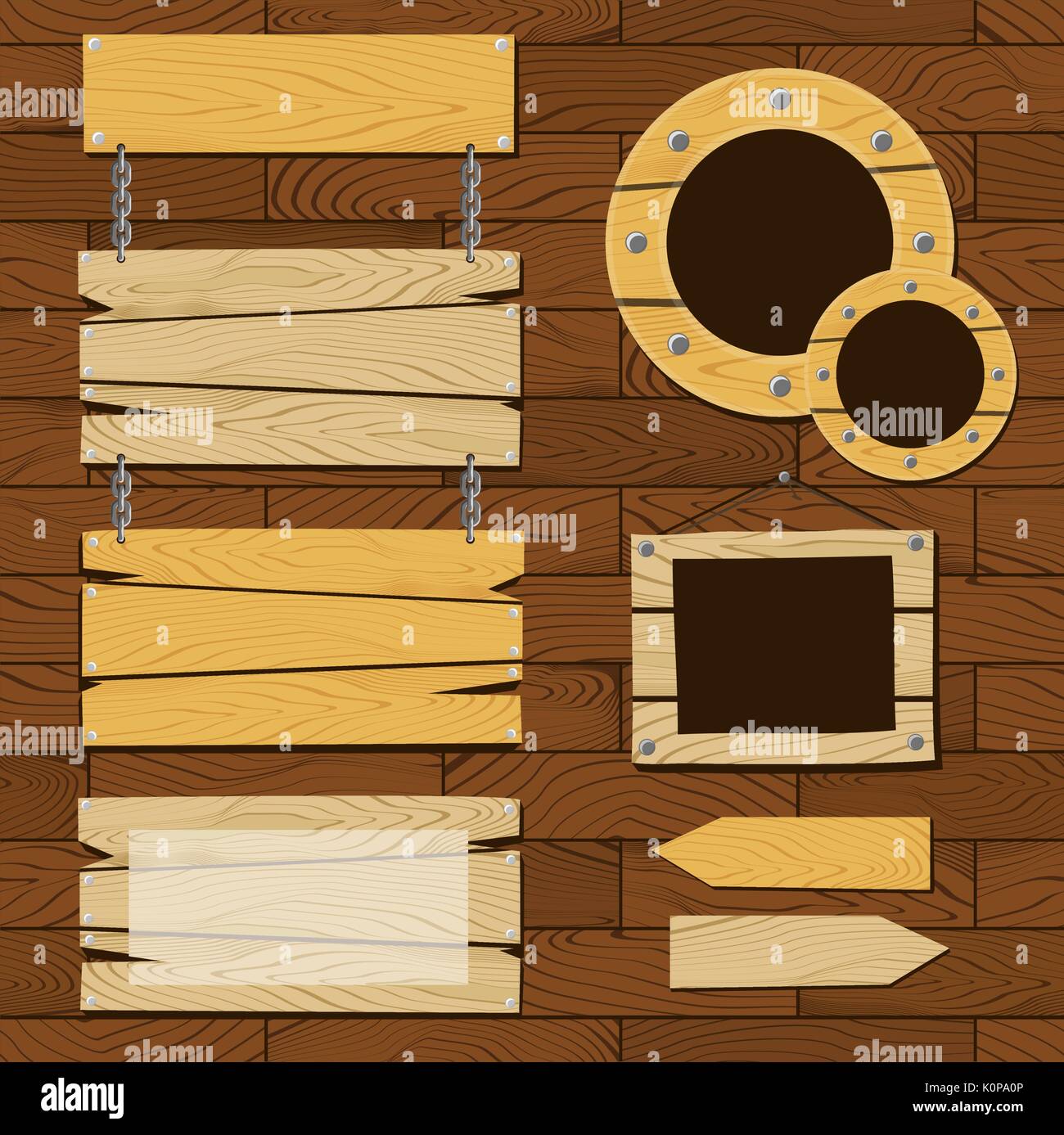 Satz von Tafeln und Holzrahmen auf nahtlose Bodenbeläge Muster, nützlich für scrapbooking Projekte oder viele Anwendungen mehr, in Vektor Format sehr Stock Vektor
