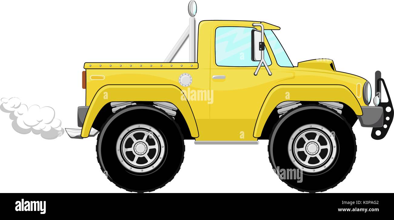 Abbildung: gelb Pickup truck Cartoon auf weißem Hintergrund Stock Vektor
