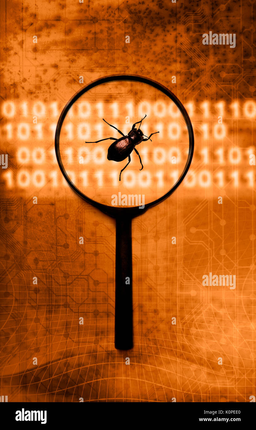 Identifizieren von computer Bugs und Virus-Konzept Stockfoto