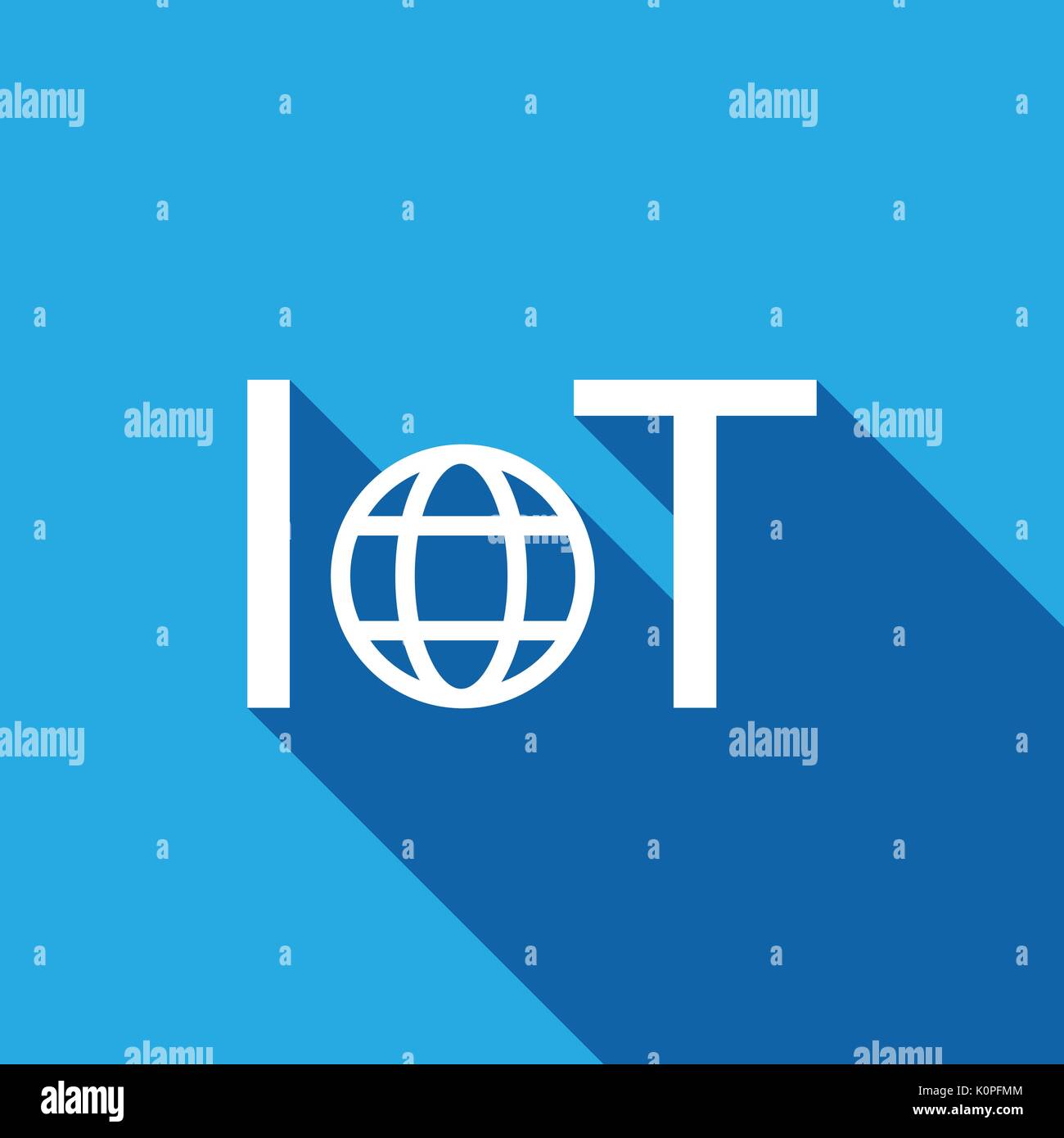 IoT Internet der Sache - Symbol Symbol flache Bauform mit langen Schatten Stock Vektor
