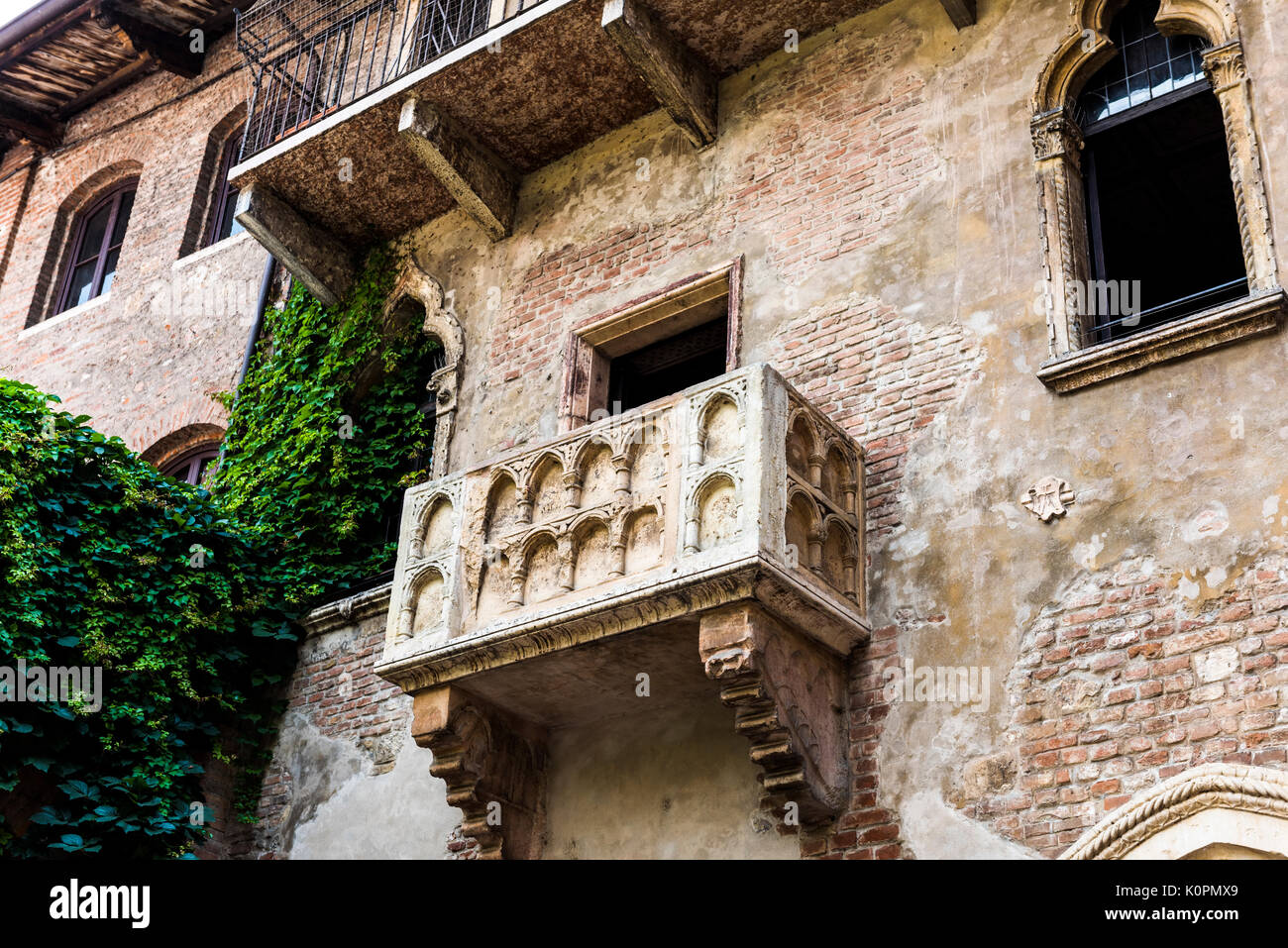 Der berühmte Balkon im Haus in Verona, die behaupten, dass von Shakespeares Julia, von den bekannten Buch Romeo & Julia Stockfoto