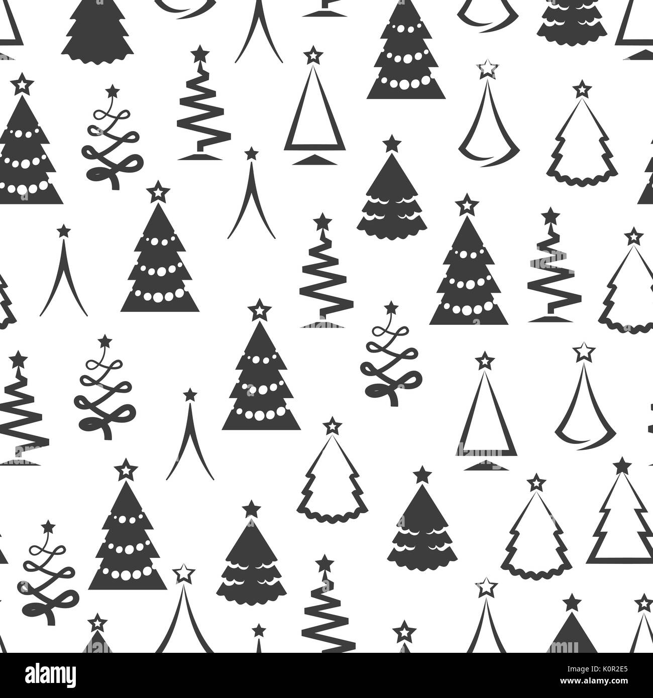 Monochromer Weihnachtsbaum nahtlose Muster, in den Farben schwarz und weiß. Vector Illustration Stock Vektor