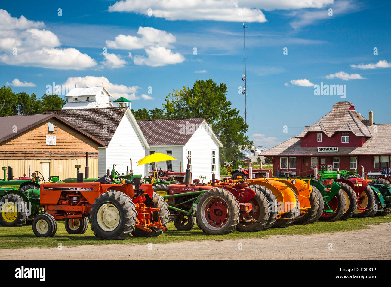 Antiken Traktoren am Pembina Threshermen Museum, Winkler, Manitoba, Kanada. Stockfoto