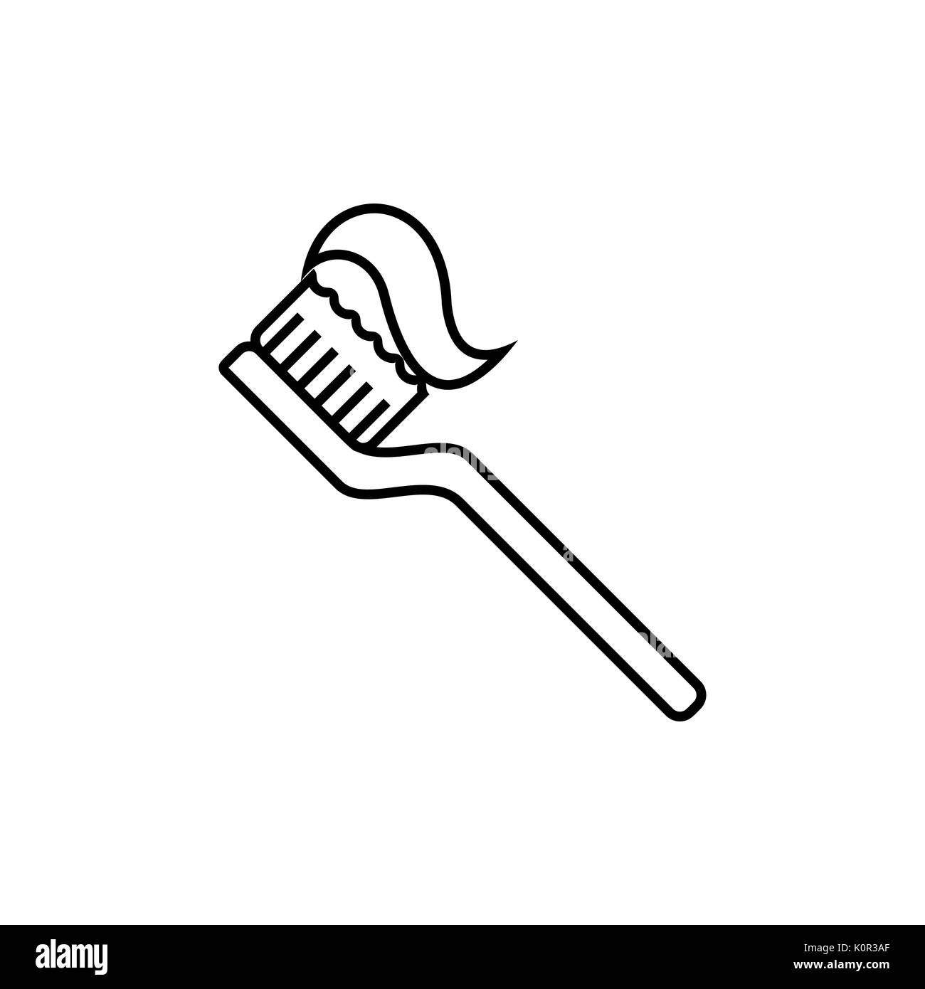 Zahnbürste Symbol. Zähne putzen. Mündliche Zahnpflege Symbol. Dünne Linie Symbol auf weißem Hintergrund. Vector Illustration. Stock Vektor