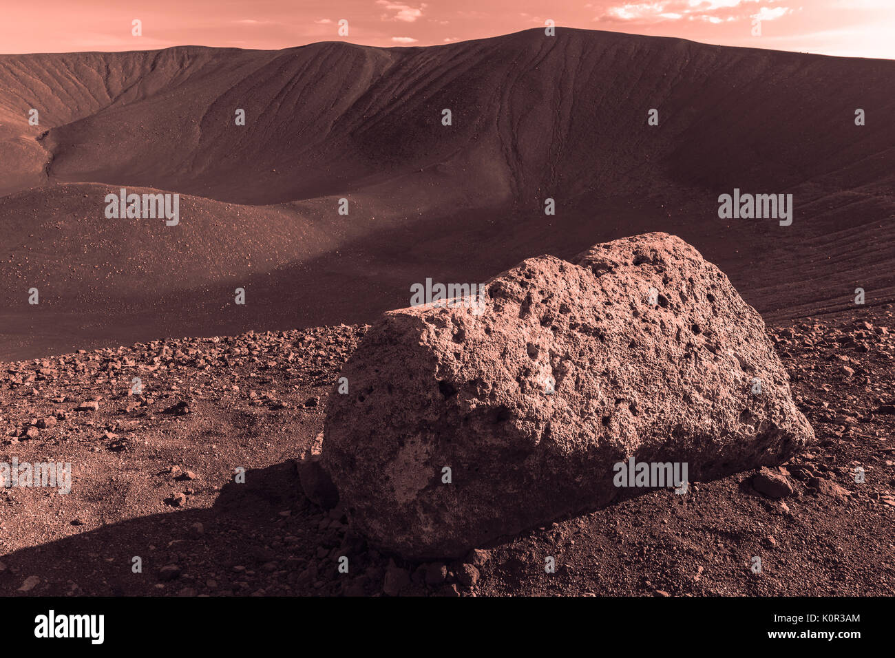 Martian Tonen in den Hverfjall, Island suchen Stockfoto