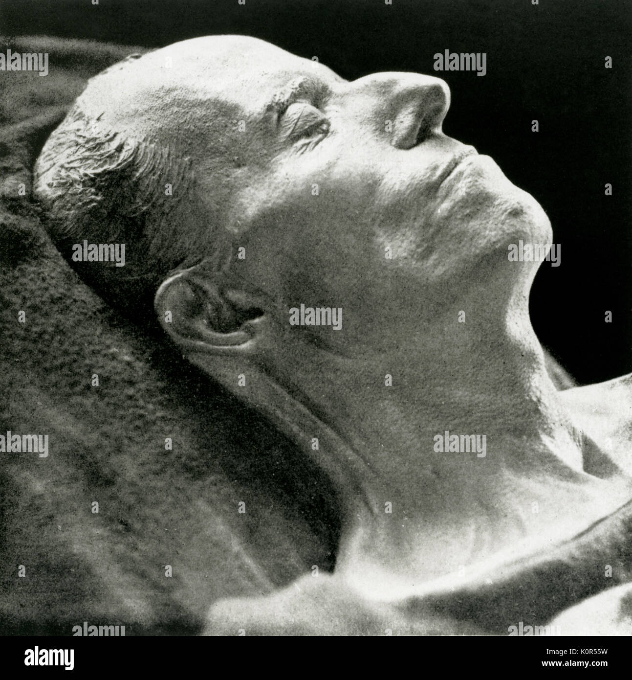 Gustav Mahlers Totenmaske 1860-1911. Von Carl Moll. Stockfoto