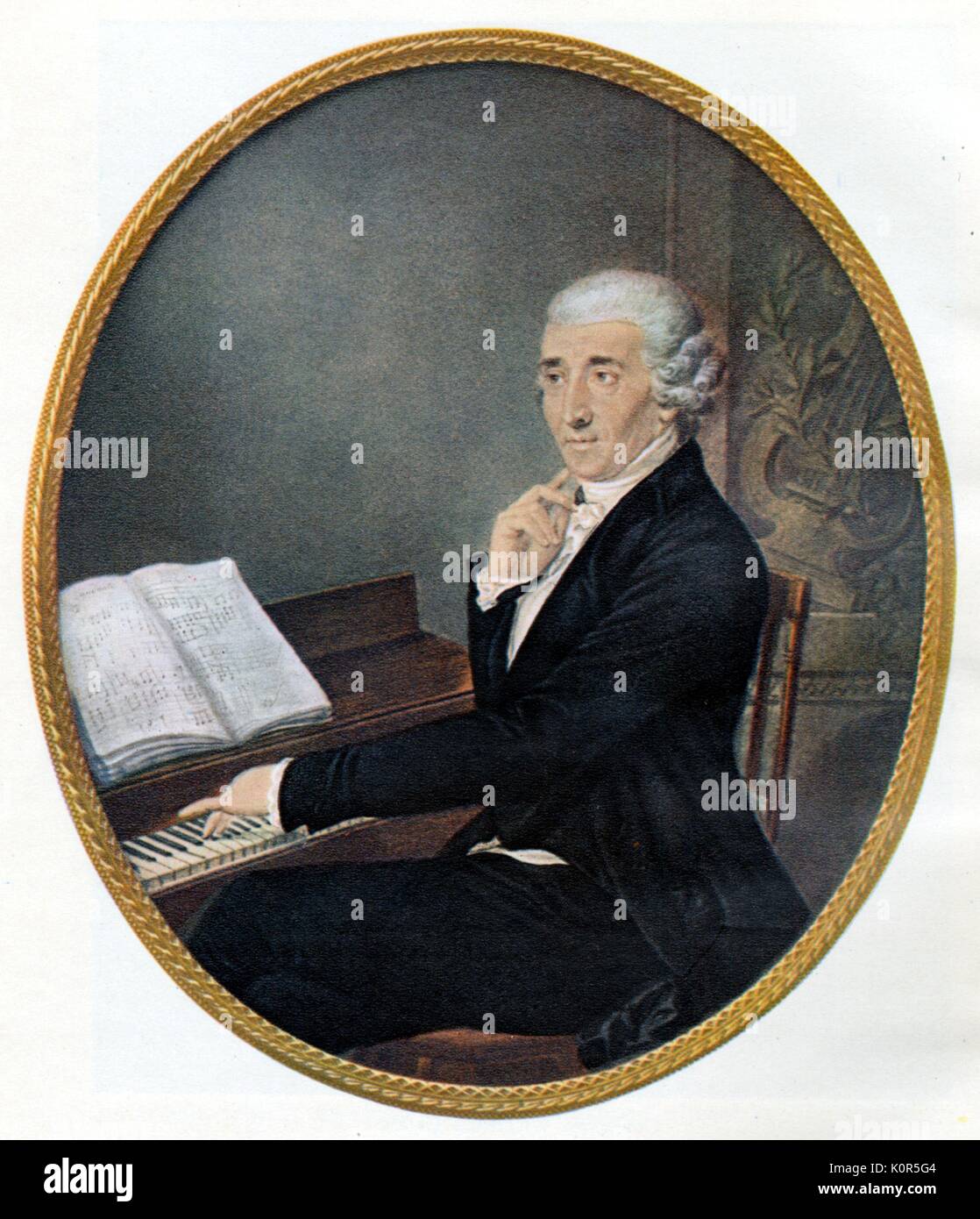 Joseph Haydn am Klavier, Porträt von Johann Zitterer c 1790 - Farbe. Österreichischen Komponisten, 31. März 1732 bis 31. Mai 1809 Stockfoto