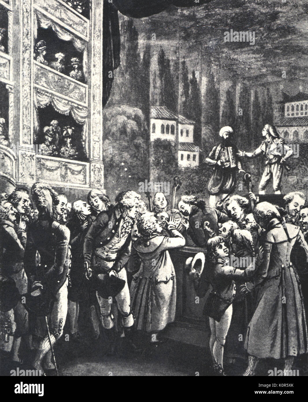 Wolfgang Amadeus Mozarts 'Die Entführung aus dem Serail" - Mozart bei einer Probe in Berlin, 1789. Der oesterreichische Komponist, 1756-1791. Stockfoto