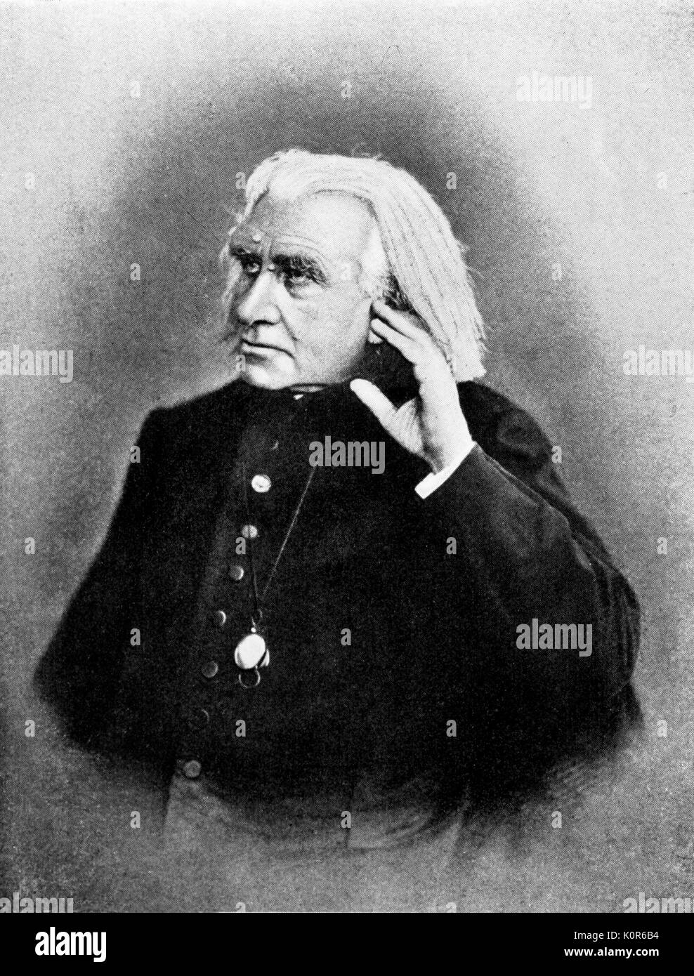 LISZT, Franz - mit Hand am Ohr - ungarische Pianist und Komponist. 22. Oktober 1811 - vom 31. Juli 1886. Stockfoto