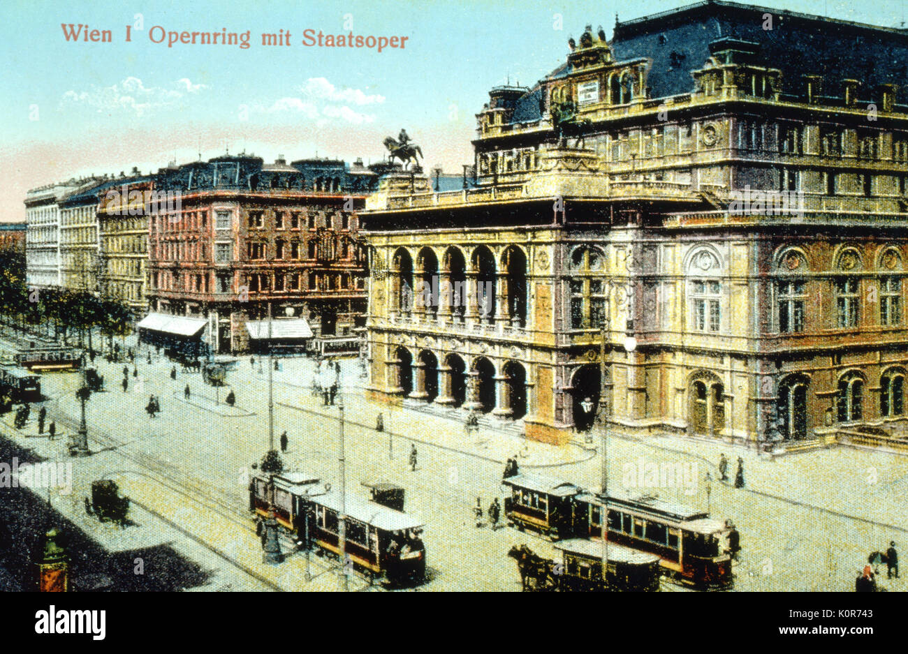 Staatsoper Wien/Staats Oper, Oper Ring Straßenbahnen, Straßen. Stockfoto