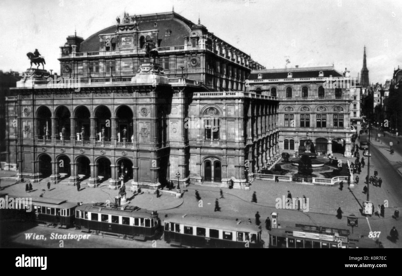 Wien. Staatsoper/Staatsoper, eröffnet im Jahre 1869 als Hofoper (Hofoper), umbenannt in taatsoper" im Jahr 1918. Stockfoto
