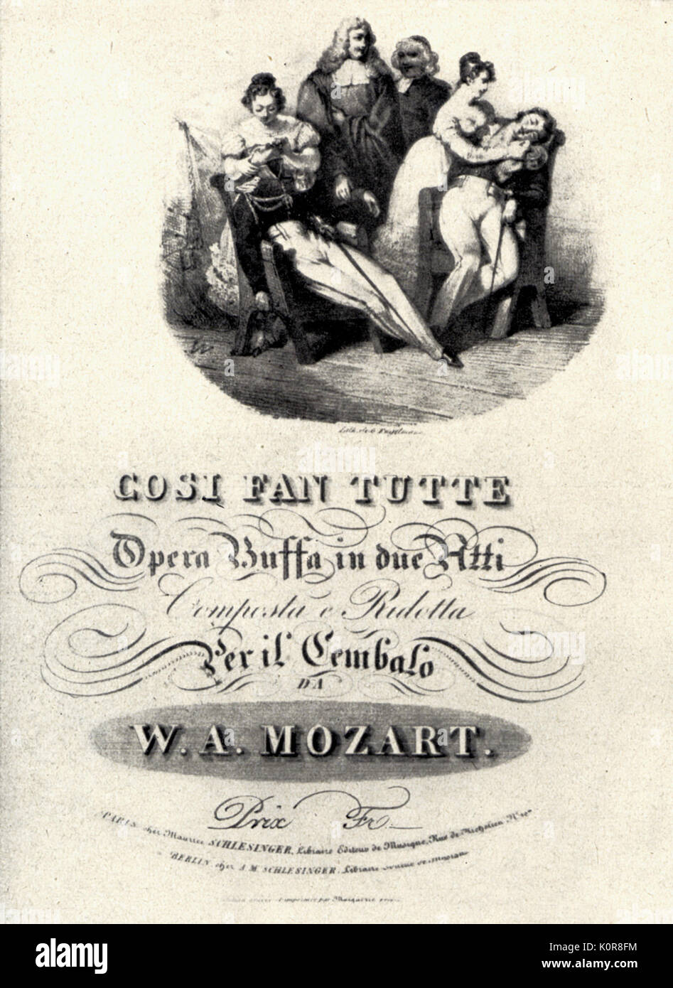 Wolfgang Amadeus Mozarts "Cosi fan tutte". Titelseite der Klavierauszug. Der oesterreichische Komponist, 1756-1791 Stockfoto