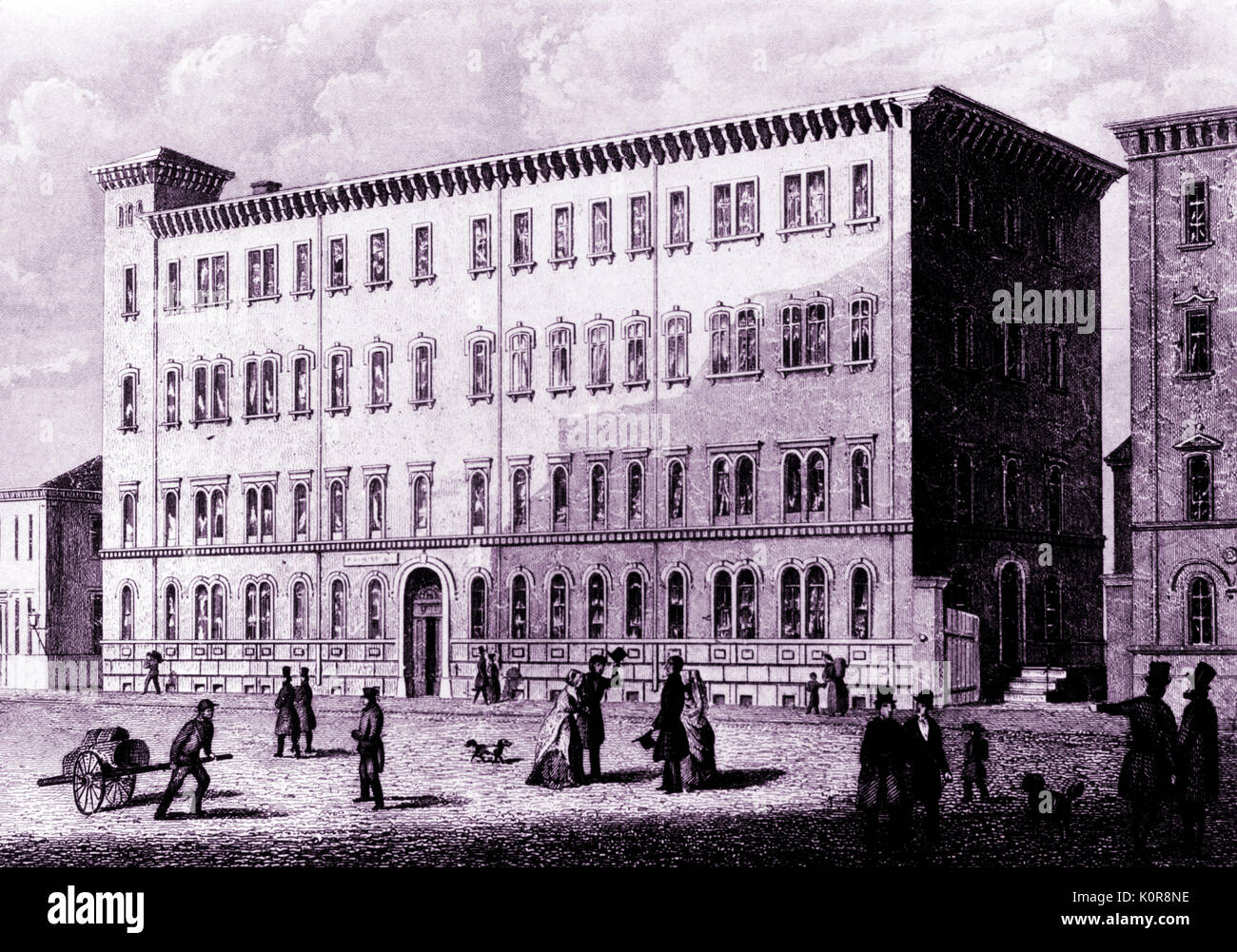 Felix Mendelssohn's House in Leipzig, Deutschland, 1840. Deutsche Komponist und Dirigent. Vom 3. Februar 1809 bis 4. November 1847. Voller Name: Jakob Ludwig Felix Mendelssohn Bartholdy. Frühe romantische Periode. Stockfoto