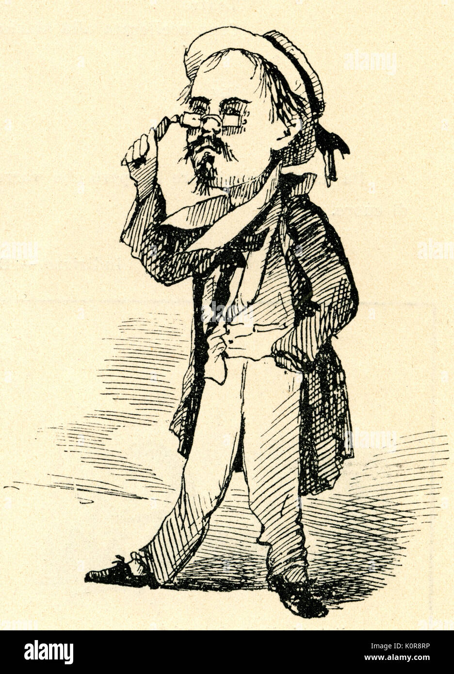 GHISLANZONI, Antonio - Italienische Bariton (1824-1893). Karikatur von 1856 in'Uomo Di Pietra' Stockfoto