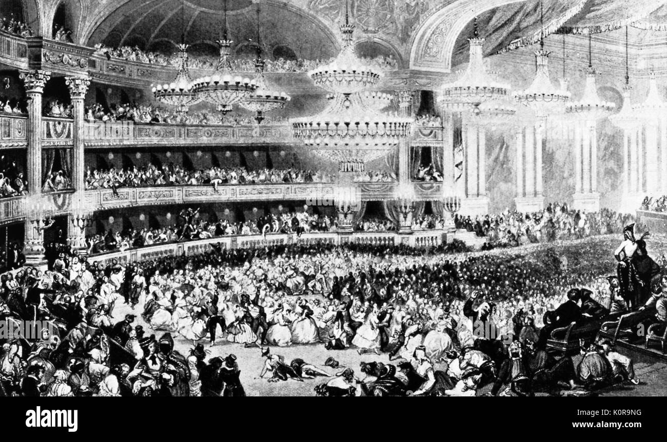 Tanz: Maskenball im Opernhaus von E.Lami. 19. Jahrhundert Frankreich Stockfoto