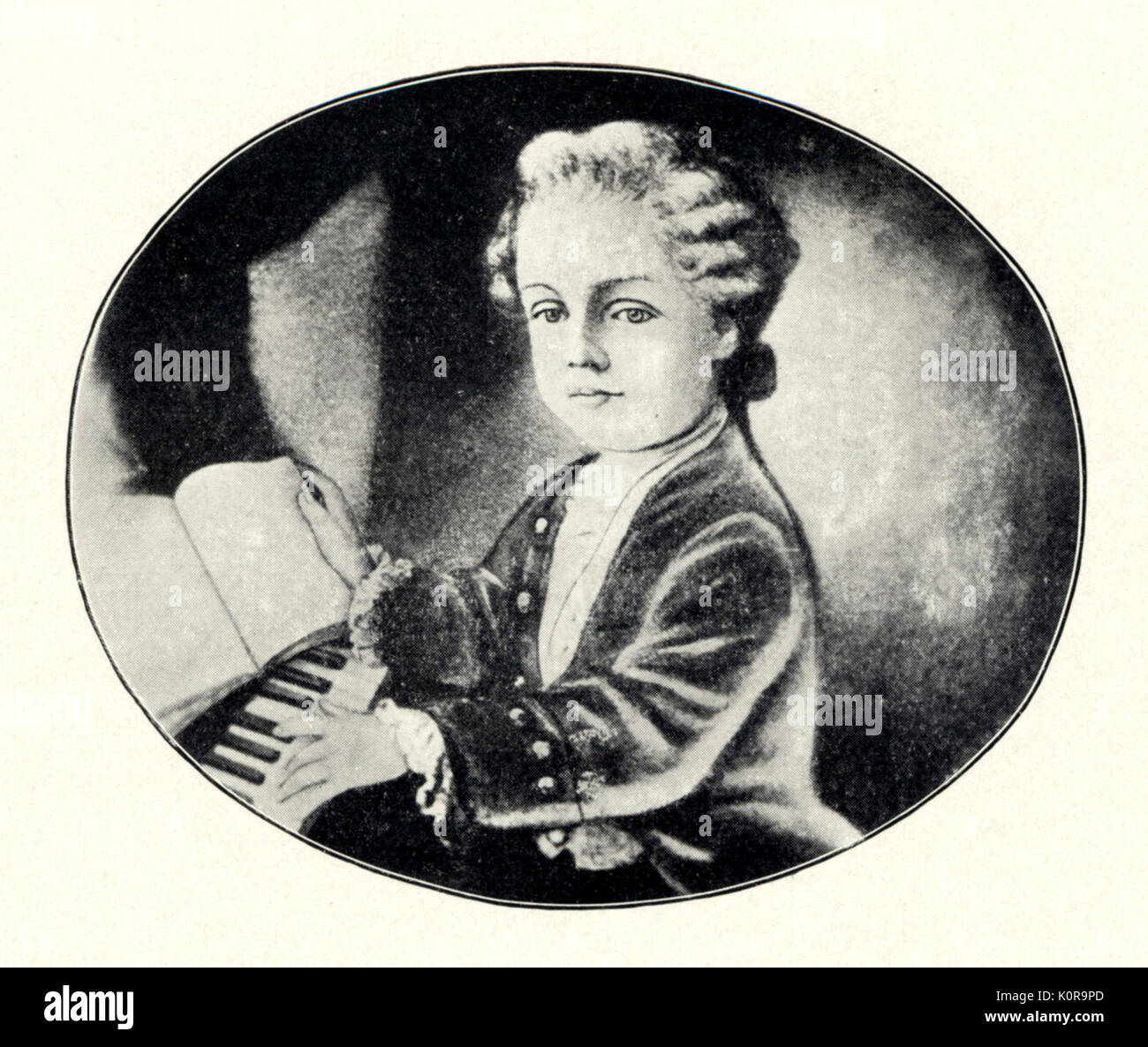 Wolfgang Amadeus Mozart am Klavier, Alter 5. Der oesterreichische Komponist, 1756-1791 Stockfoto