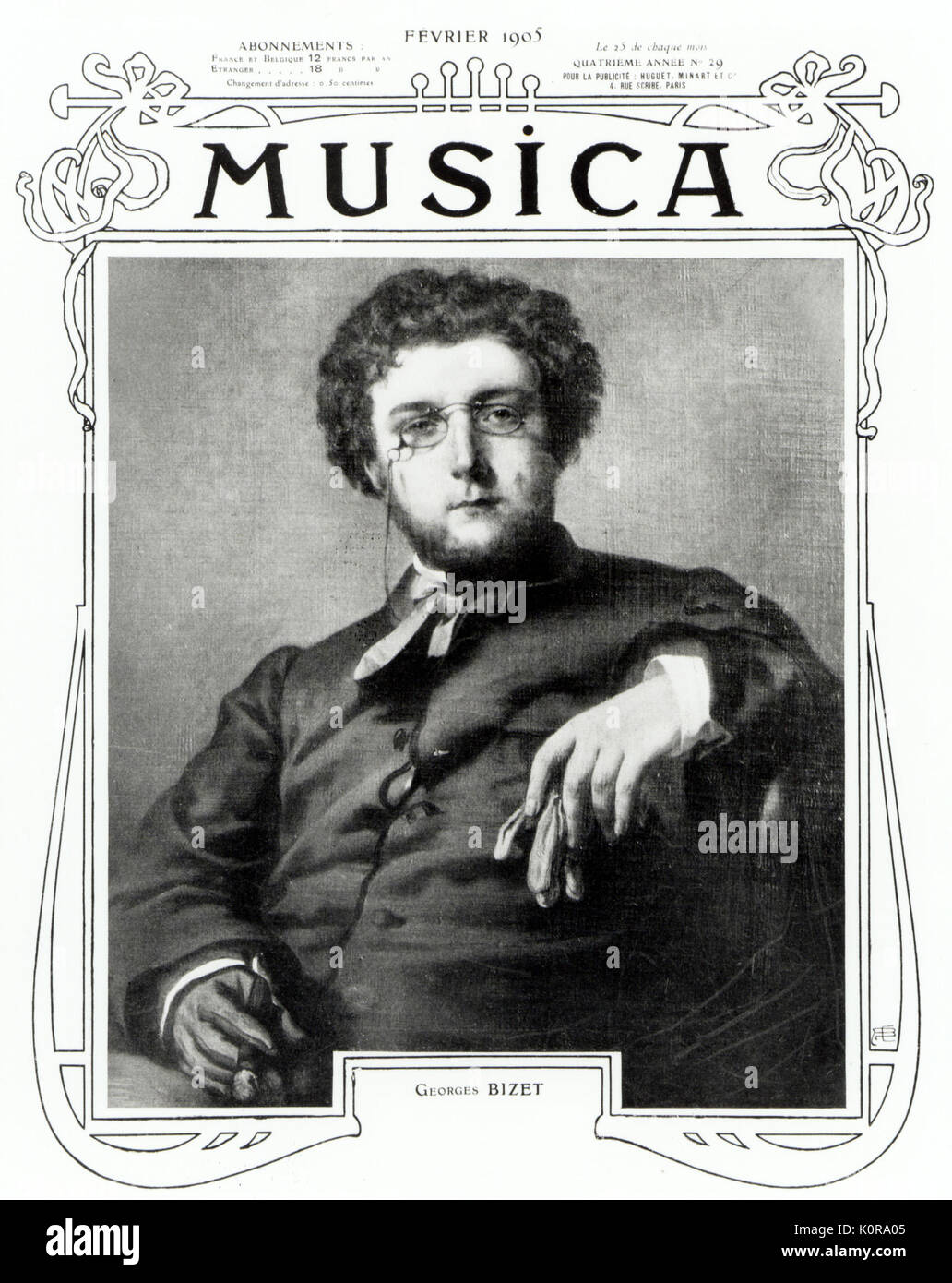 Georges Bizet, der französische Komponist, 1838-1875. Auf dem Cover von Musica Magazin. Stockfoto