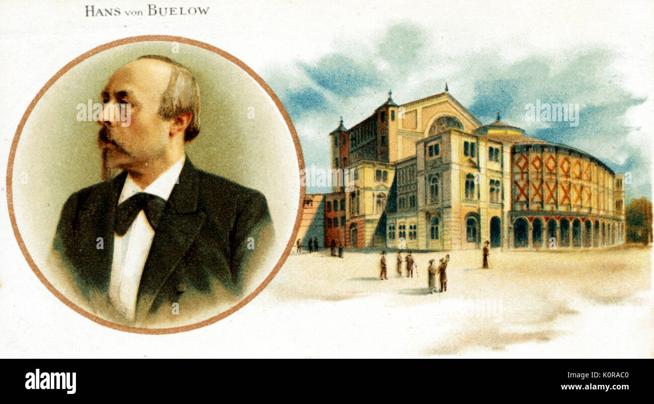 Hans von Bülow (bulow) Porträt mit Bayreuther Festspiele Theater