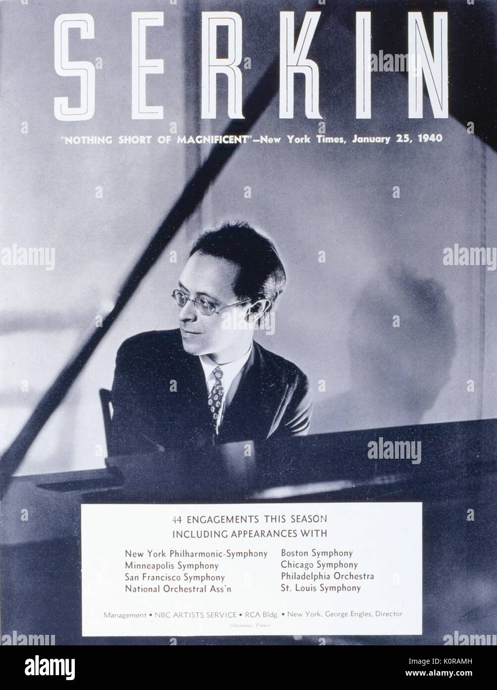 Rudolf Serkin, in der amerikanische Pianist 1941 russischer Abstammung (1903-). Vater von Peter Serkin. Studierte Komposition in Wien mit J. Marx und Schönberg. Stockfoto