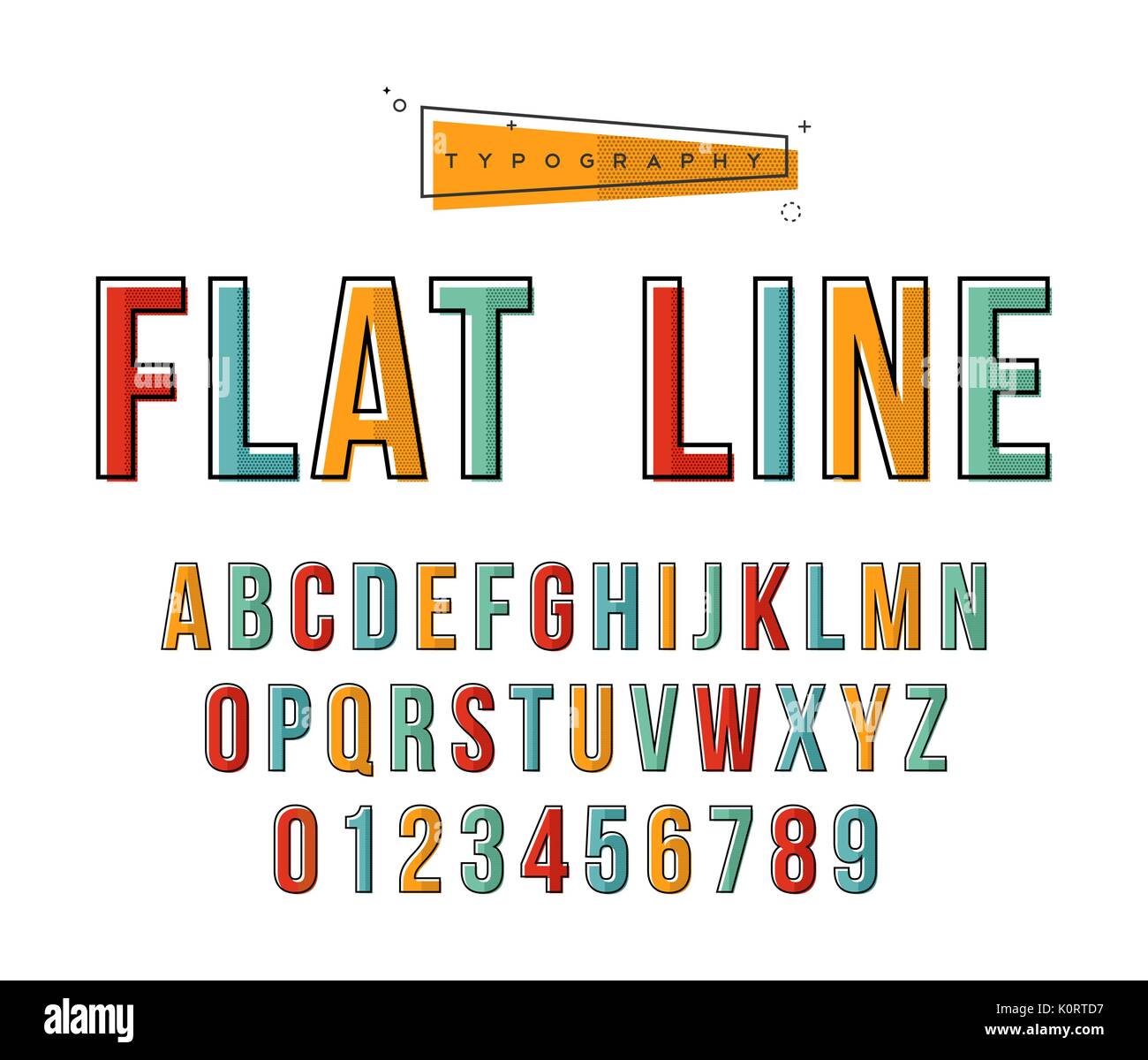 Alphabet Art Satz von Buchstaben und Zahlen in der modernen Line Art Stil. Flache Kontur Typografie Font Collection. EPS 10 Vektor. Stock Vektor