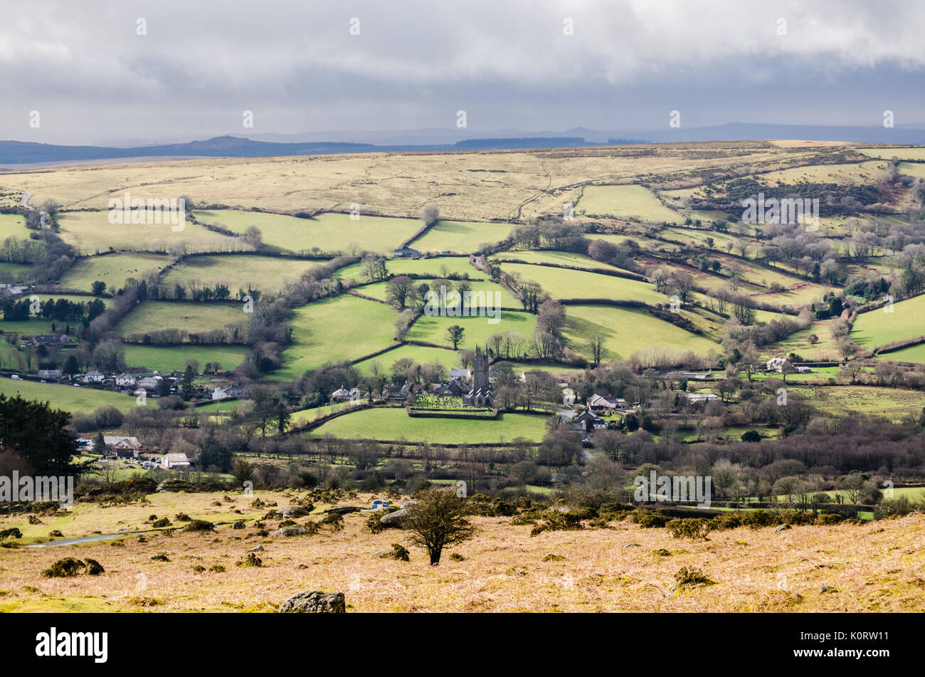 Widecombe im Moor Stockfoto