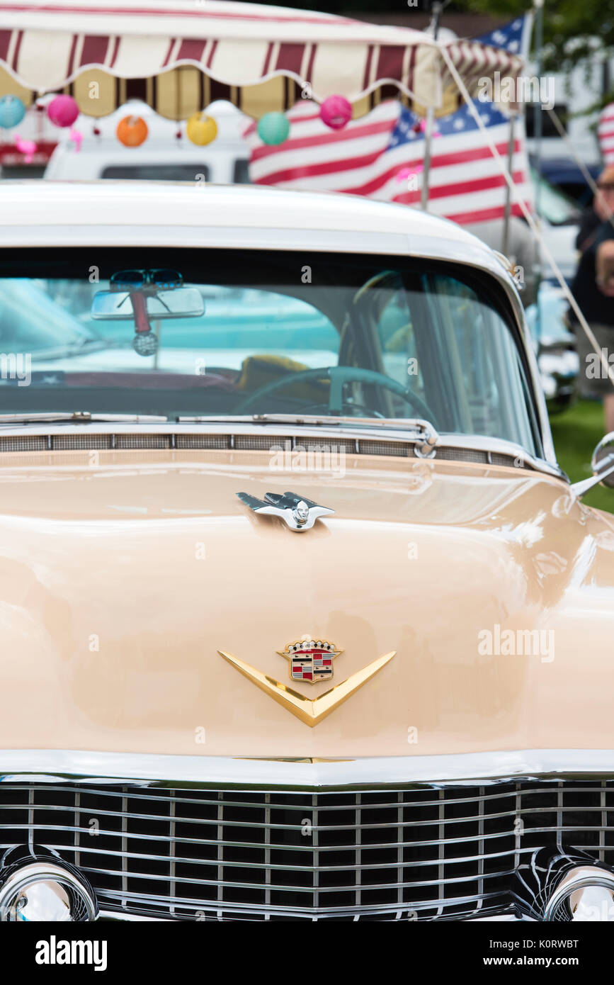 1954 American Cadillac Auto an einem Vintage Retro Festival. Großbritannien Stockfoto