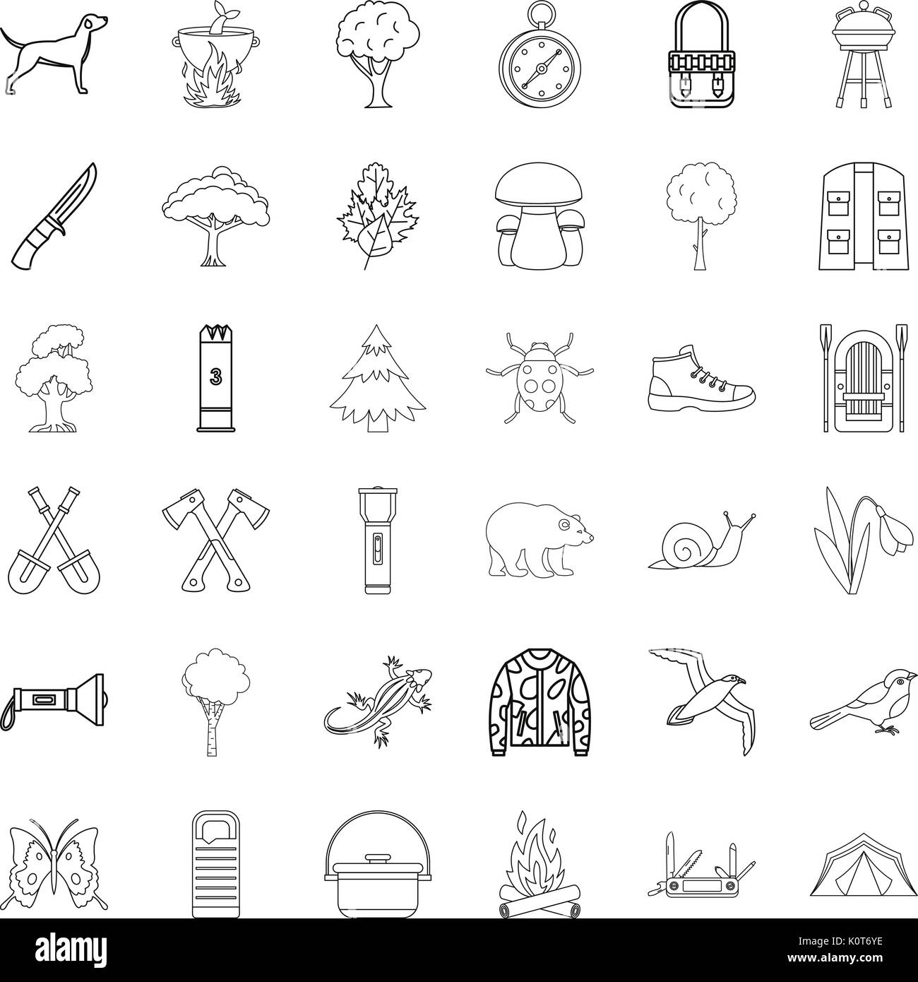 Rucksack Symbole gesetzt, outline Style Stock Vektor