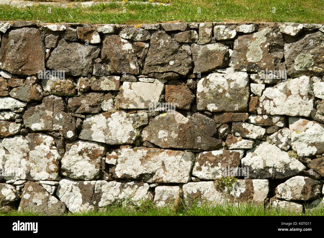 Abschnitt der Trockenmauer, Schottland Stockfoto